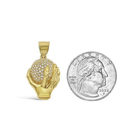 Basketball Pendant Sport CZ Charm 10k Yellow Gold 1 inch - Picture 2 of 2